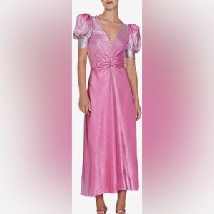 Rotate birger Christensen Gradient plisse midi dress
